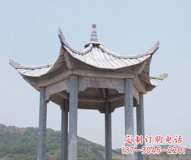 福州园林景观单层石雕凉亭 (2)
