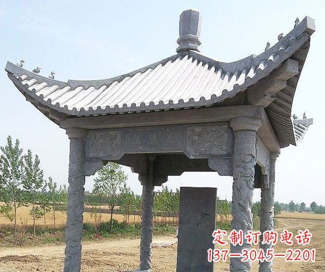 福州园林景观单层石雕凉亭 (4)