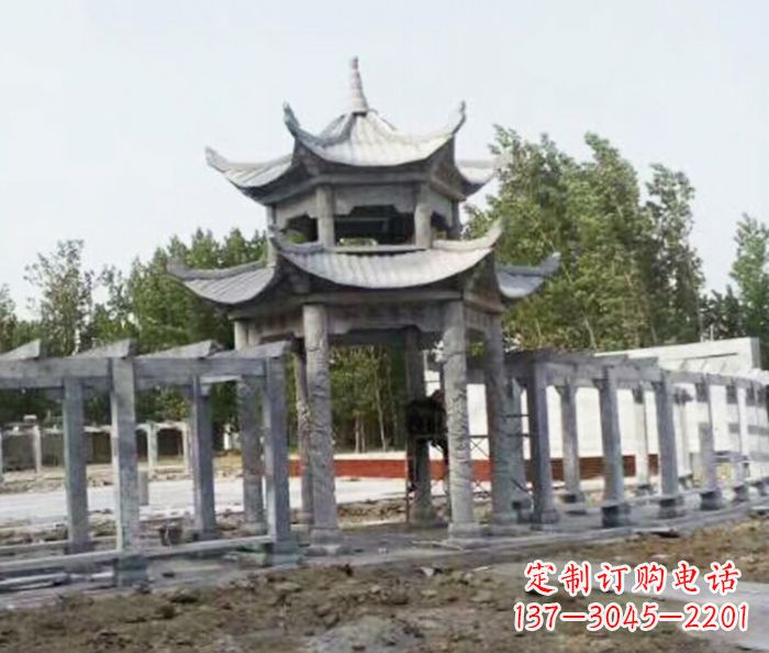 福州园林景观多层凉亭石雕 (2)