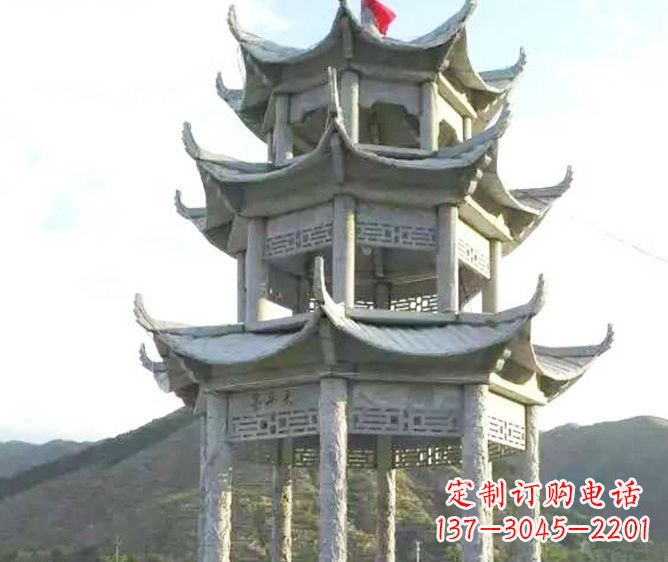 福州园林景观多层凉亭石雕 (3)