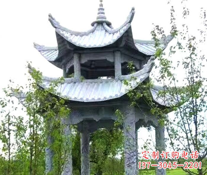 福州园林景观仿古六角石凉亭