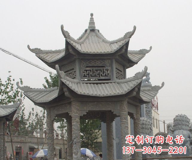 福州园林景观仿古石雕凉亭 (2)
