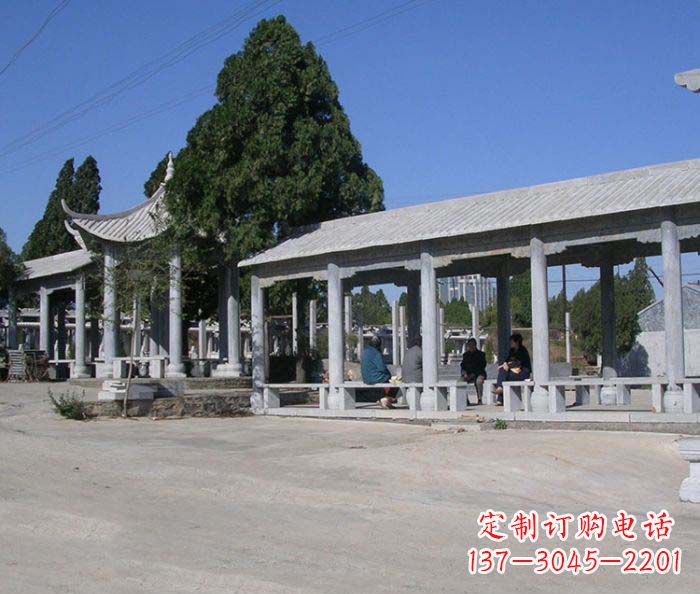 福州园林景观仿古石雕长廊凉亭 (2)