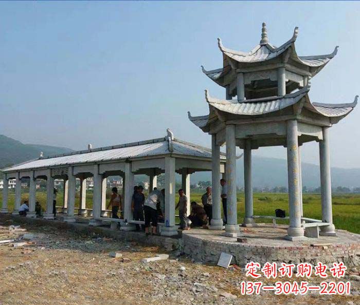 福州园林景观仿古石雕长廊凉亭