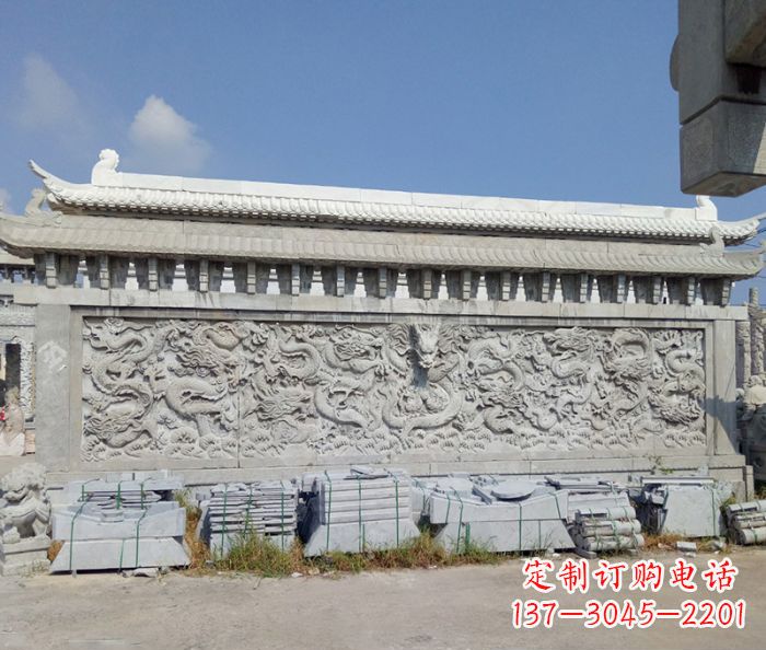 福州园林九龙壁石雕影壁 (3)