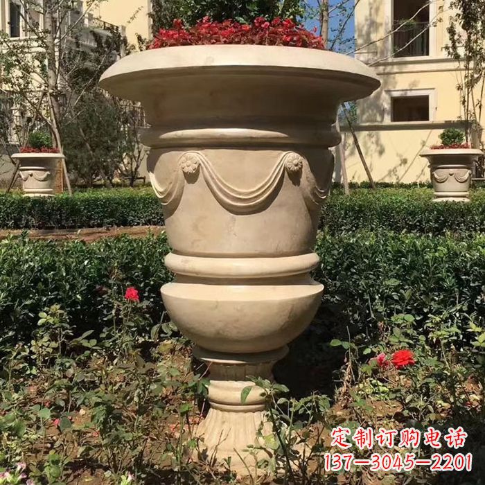 福州园林砂岩石雕花盆