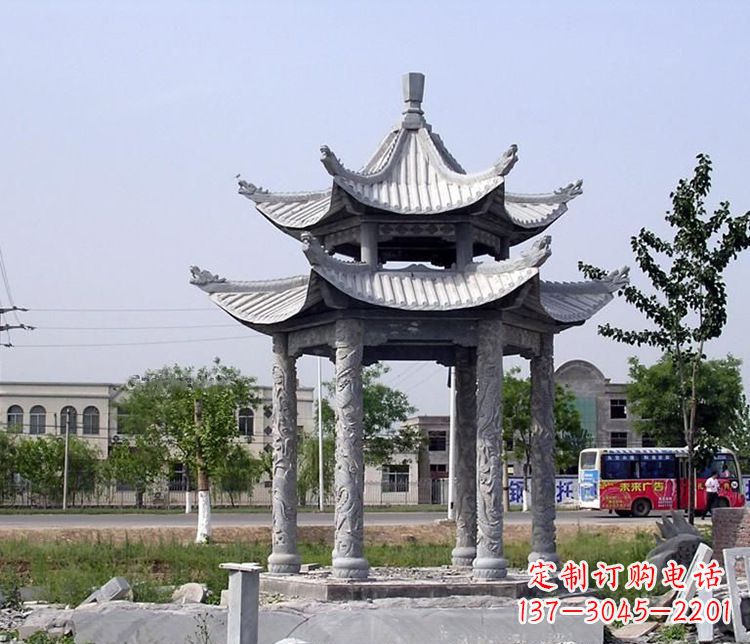 福州园林双层仿古凉亭石雕