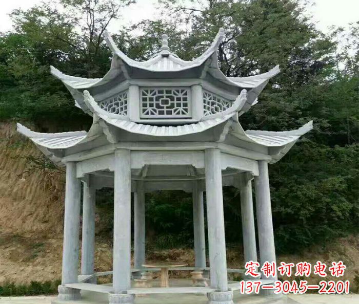 福州园林双层凉亭石雕 (2)