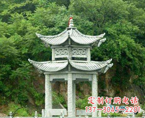 福州园林双层六角石凉亭景观石雕