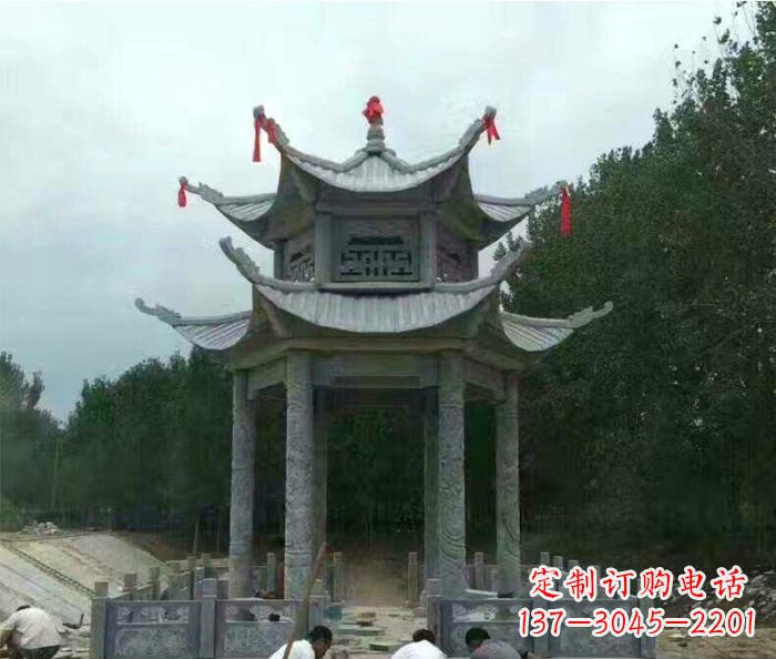 福州园林双层凉亭石雕 (3)