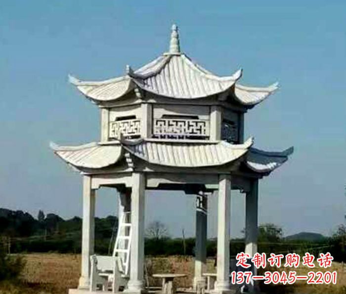 福州园林双层石雕凉亭 (2)