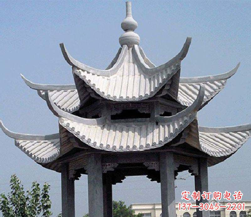 福州园林双层石凉亭景观石雕