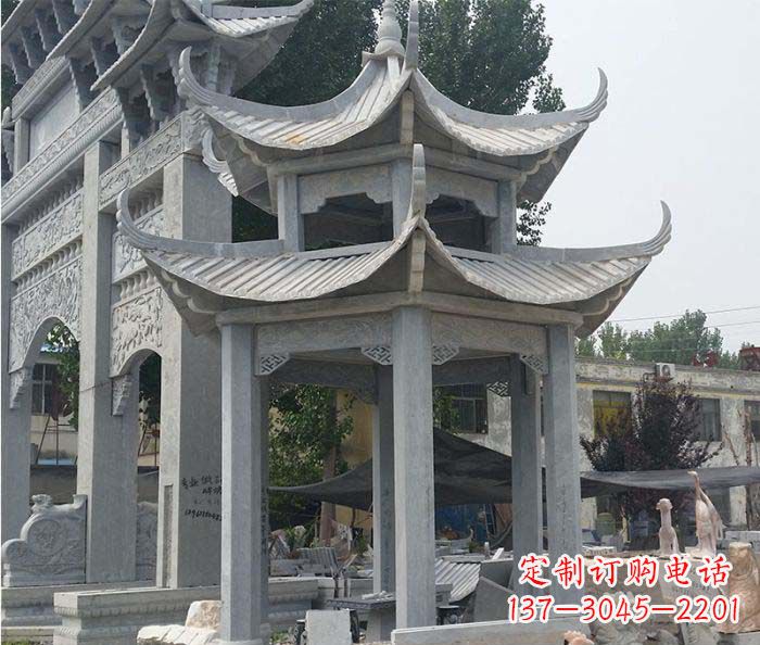 福州园林双层石雕凉亭