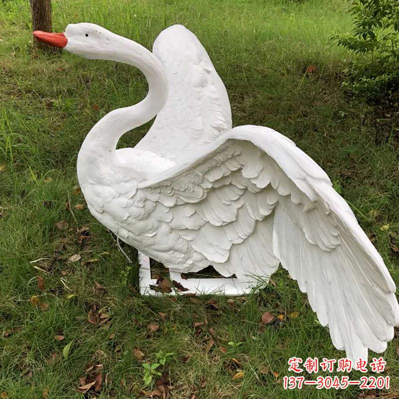 福州展翅飞翔白天鹅仿真发光动物雕塑