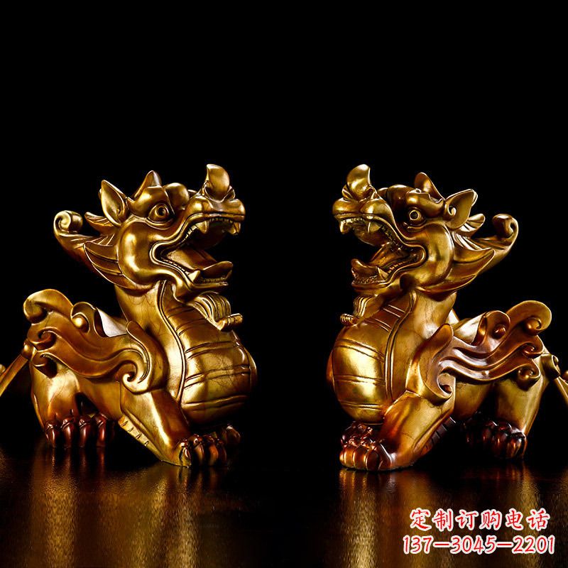 福州招财黄铜貔貅雕塑摆件