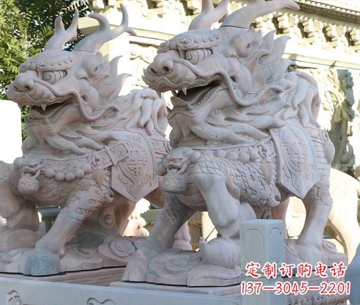 福州招财瑞兽麒麟石雕 (2)