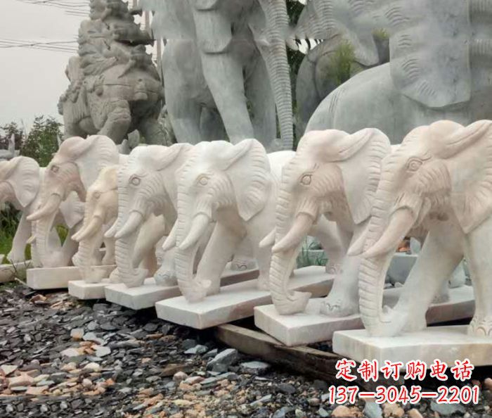 福州招财晚霞红大象石雕 (3)