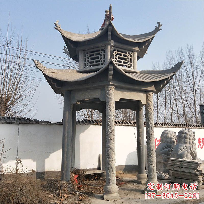 福州中式双层石雕凉亭