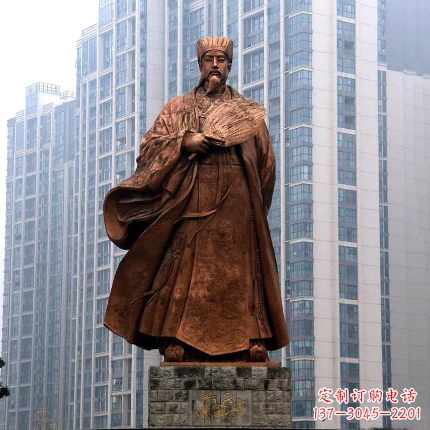福州诸葛亮城市景观铜雕像-中国古代著名人物三国谋士卧龙先生雕塑