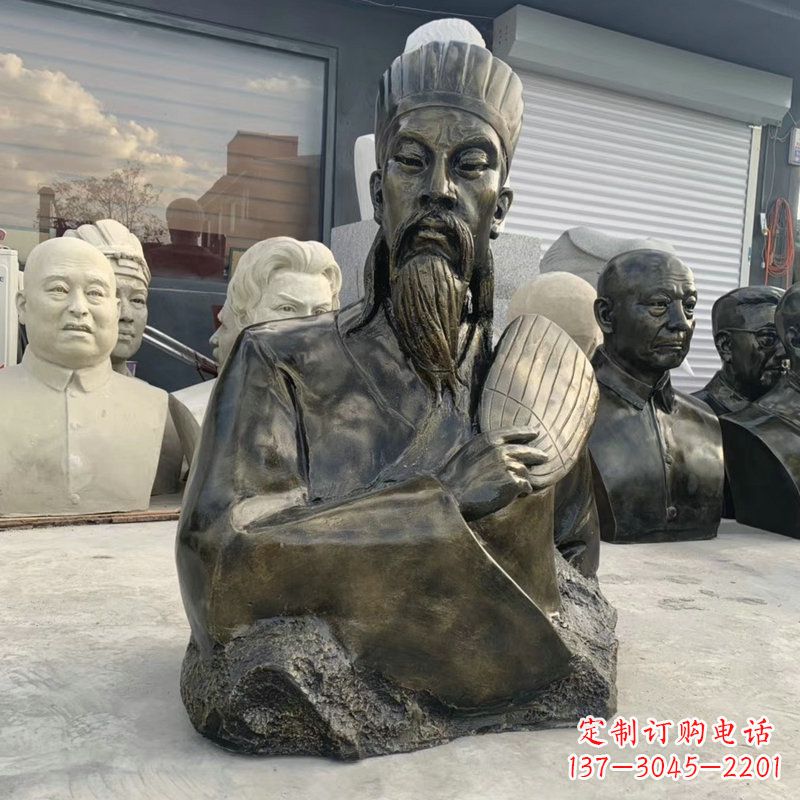 福州诸葛亮半身像-玻璃钢仿铜三国人物古代著名军事家雕像