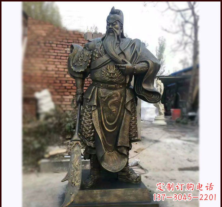 福州铸铜立式关公雕塑