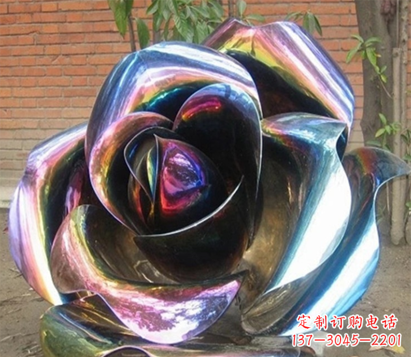福州彩色创意不锈钢玫瑰雕塑