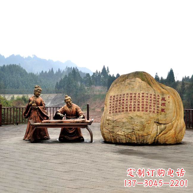福州卓文君与司马相如凤求凰公园景观雕塑-历史典故人物情景雕塑