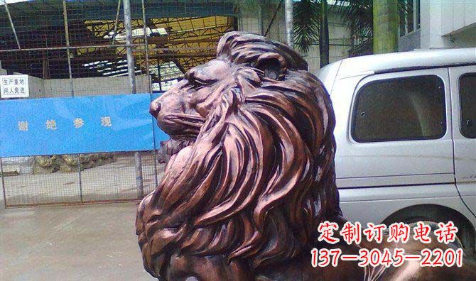 福州紫铜西洋狮子铜雕 (2)
