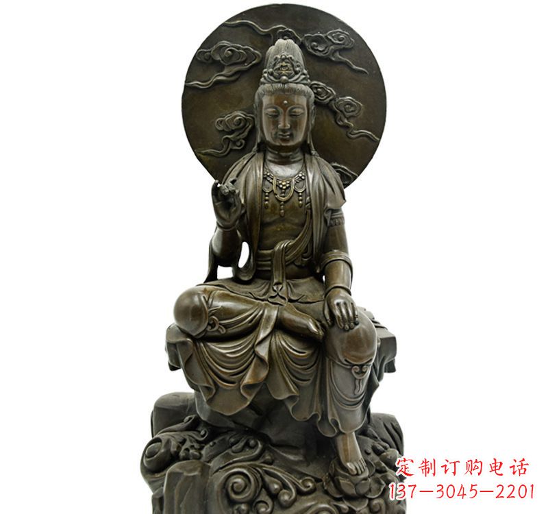 福州自在观音菩萨仿古铜雕佛像