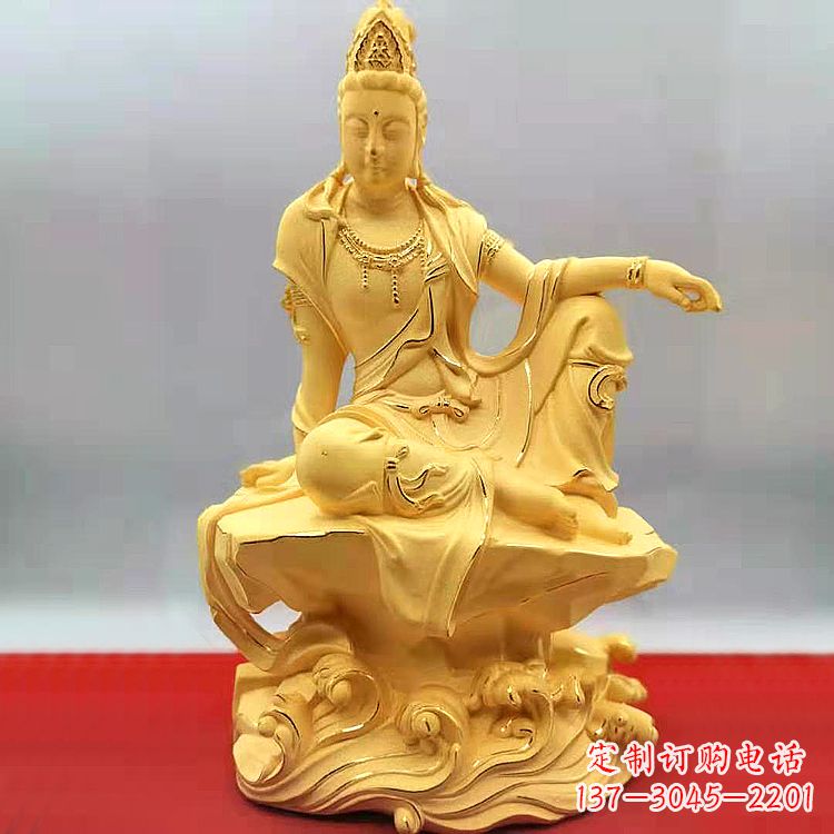 福州自在观音纯铜镀金雕塑