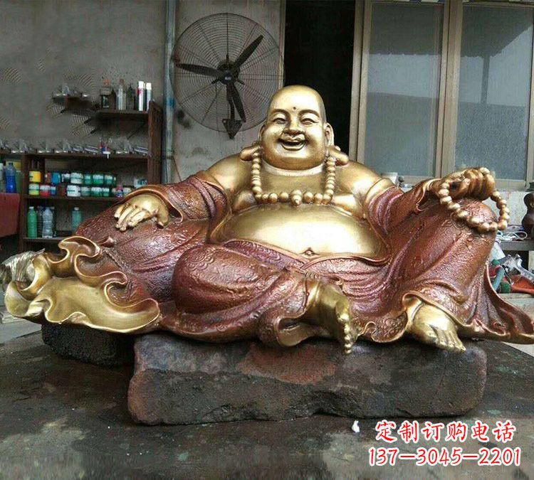 福州宗教供奉坐式弥勒佛铜雕